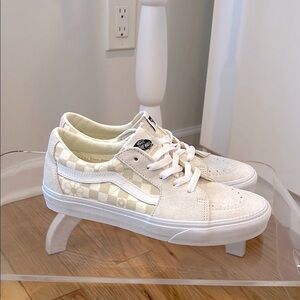 Vans Cream and White Checkered Sneakers
